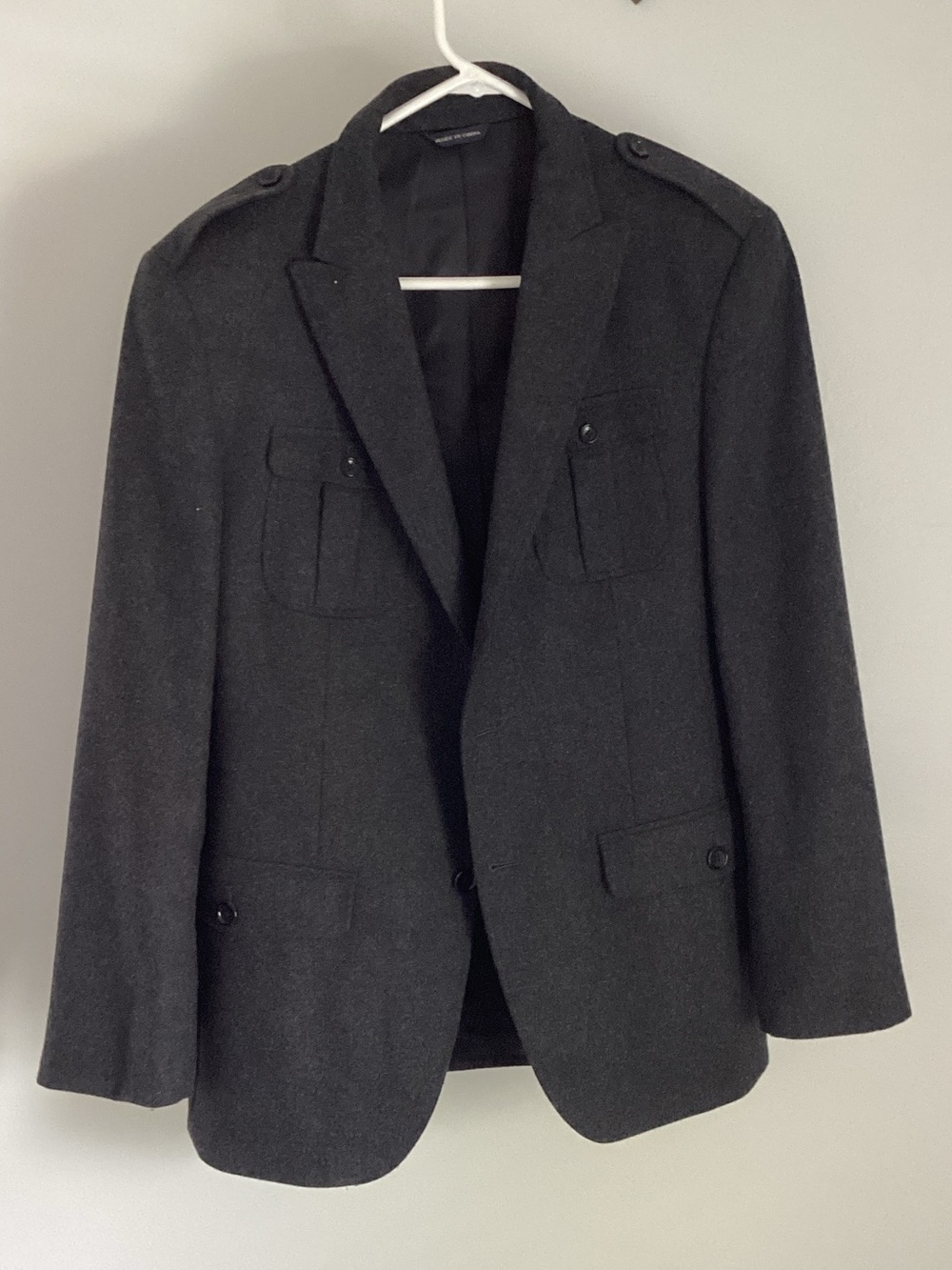 Banana Republic Charcoal Military-Style Wool Blazer